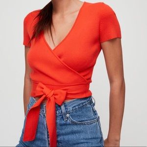 Aritzia Little Moon Prunella Knit Wrap Top